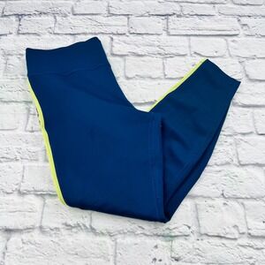Nike Running XL Navy Blue Yellow Side Stripe Athletic Yoga Leggings Pants